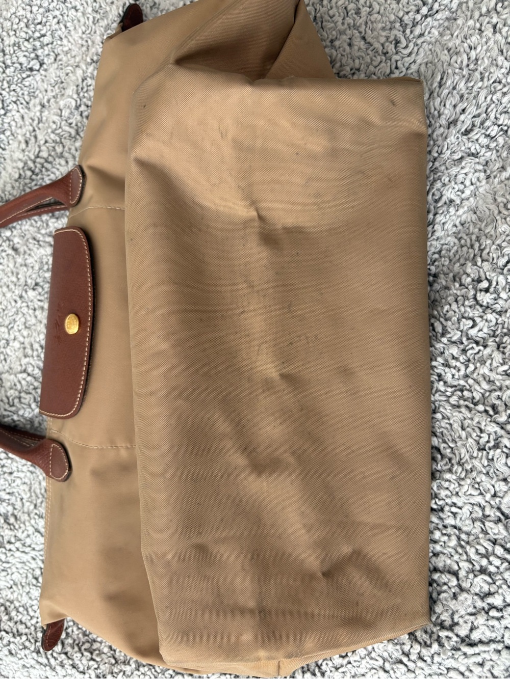 Longchamp Beige Shoulder Tote with Brown Leather Trim - Picture 2 of 4